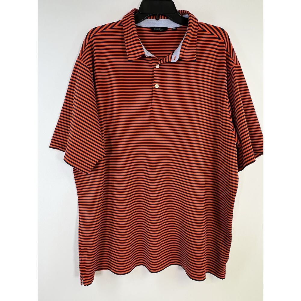 Walter Hagen Men's 11 Majors Short Sleeve Blue Orange Stripe Golf Polo Shirt XXL
